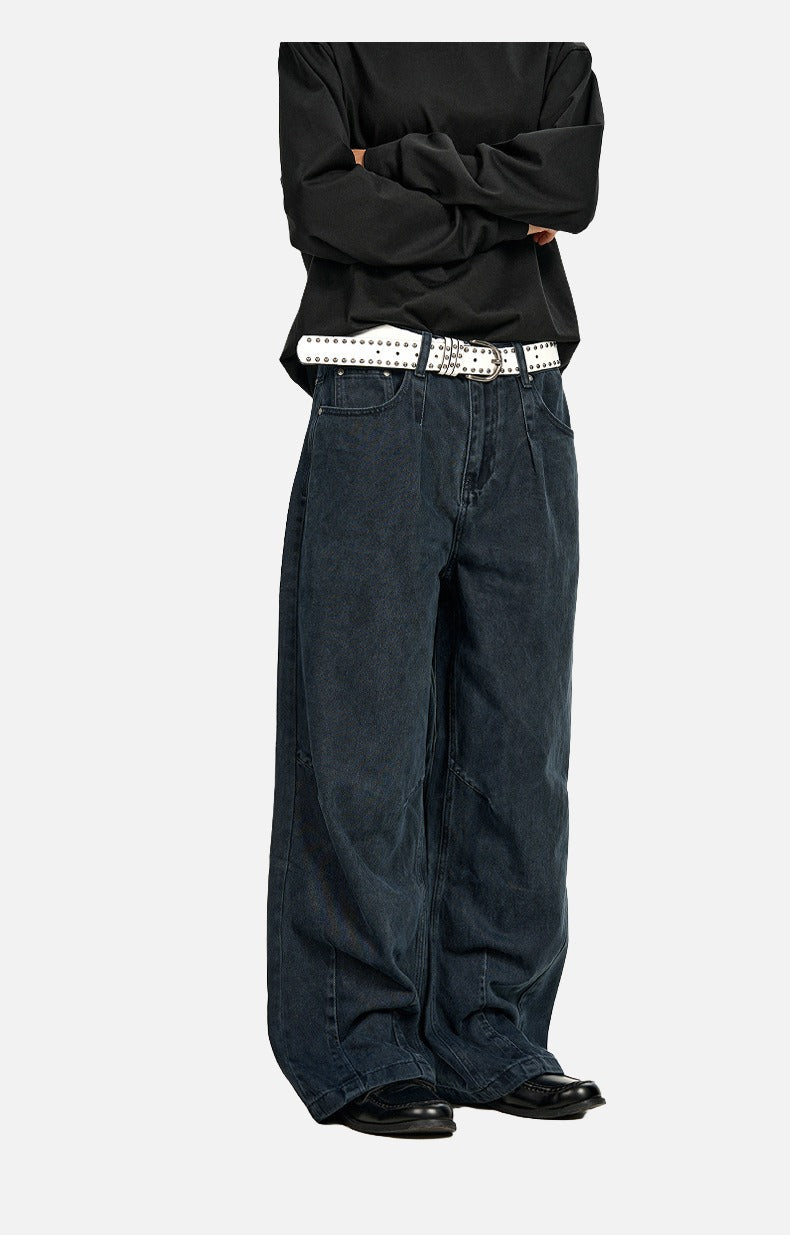 Washed Olive Wide-Leg Denim Trousers