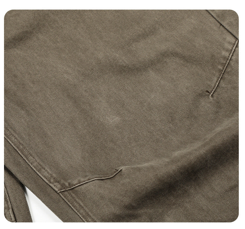 Washed Olive Wide-Leg Denim Trousers