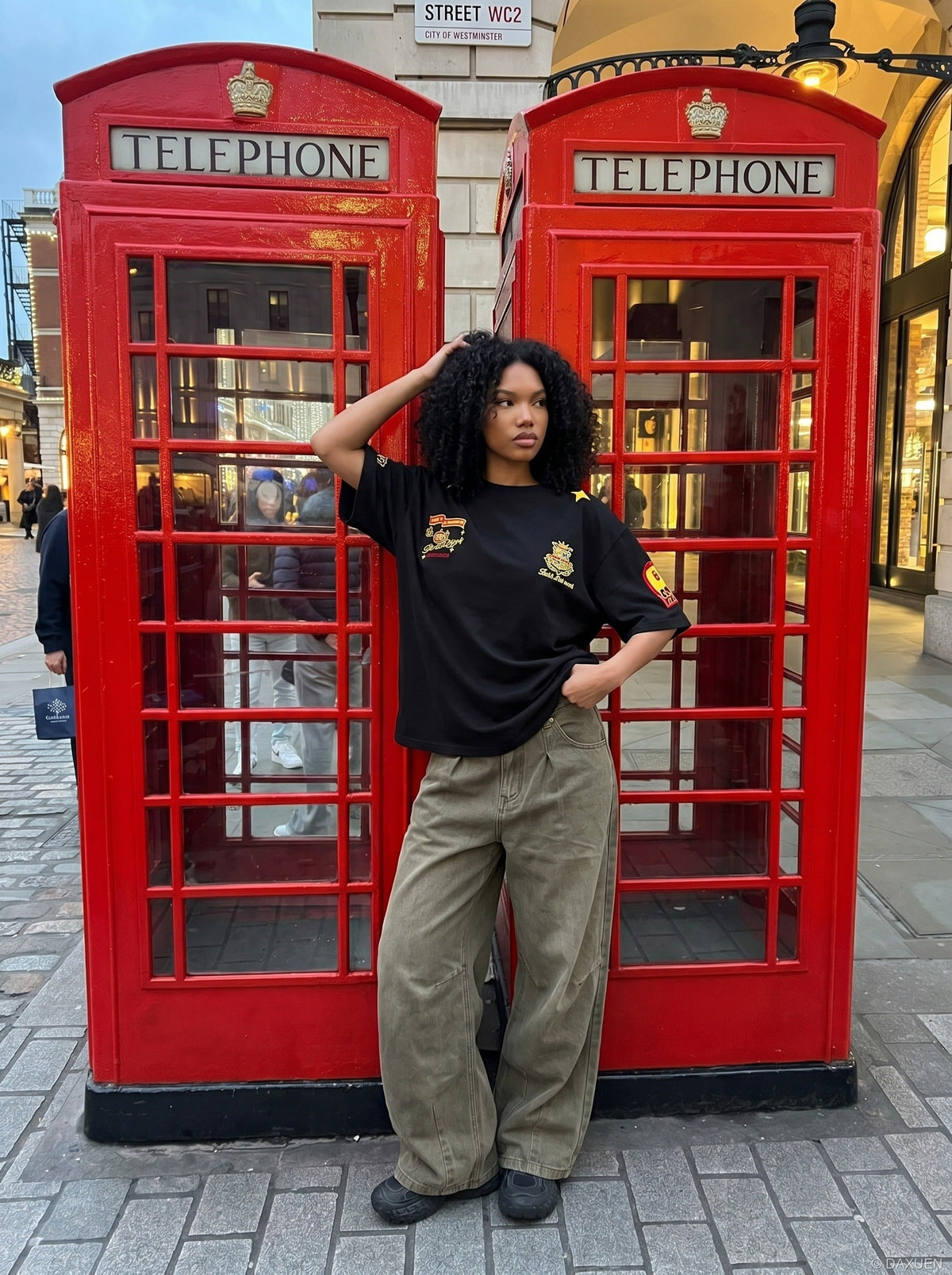 Washed Olive Wide-Leg Denim Trousers