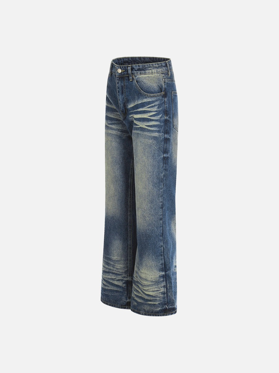 Washed Wide-Leg Jeans - Denim Pants
