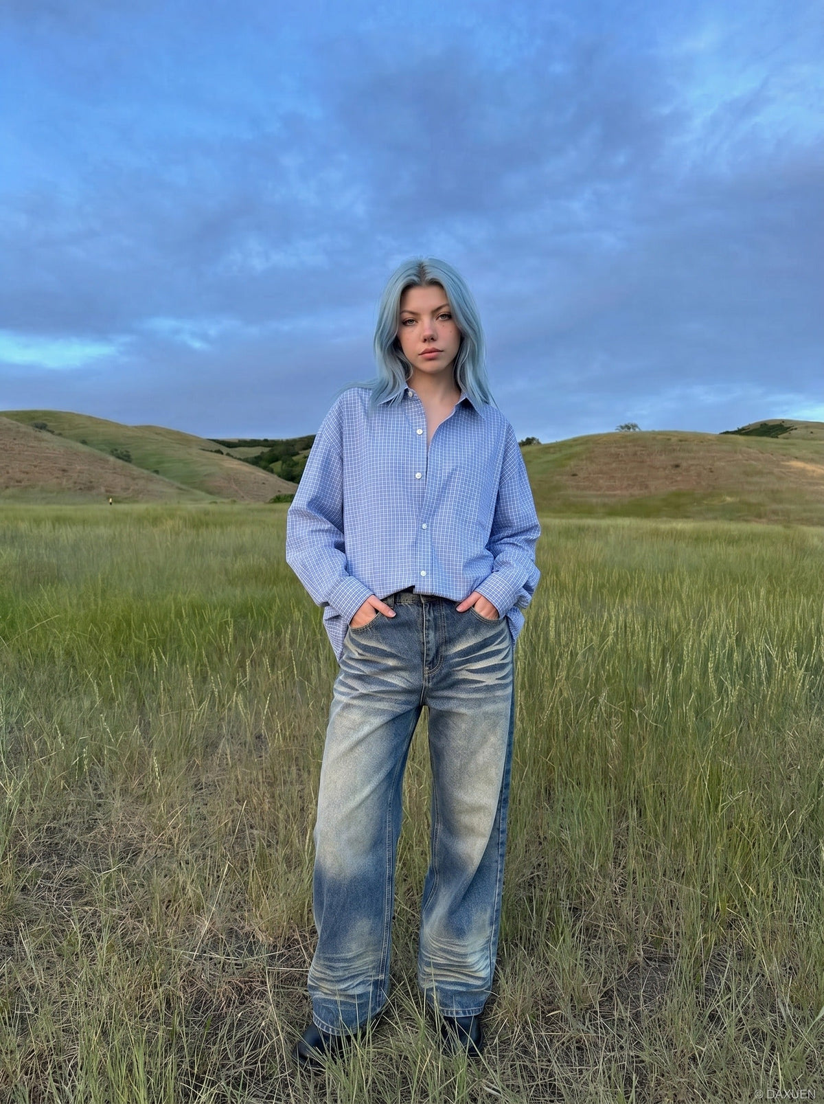 Washed Wide-Leg Jeans - Denim Pants