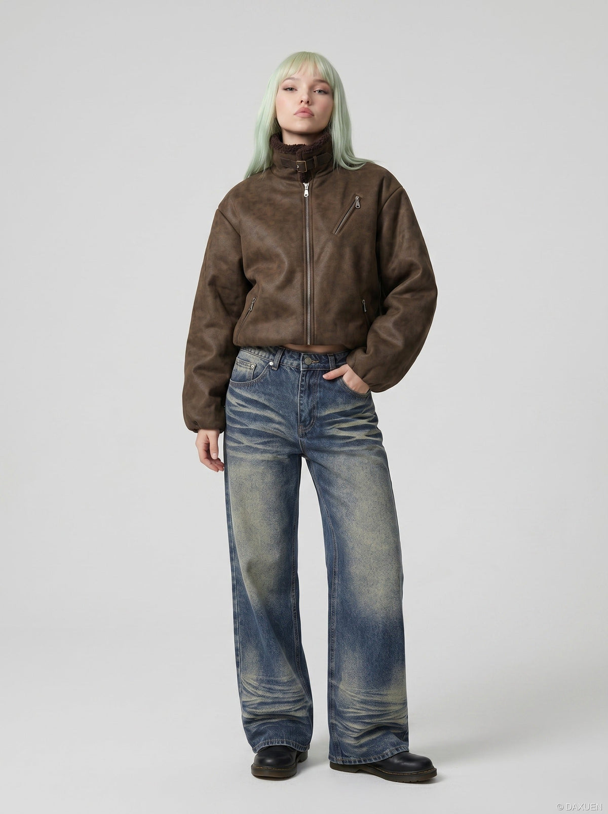 Washed Wide-Leg Jeans - Denim Pants