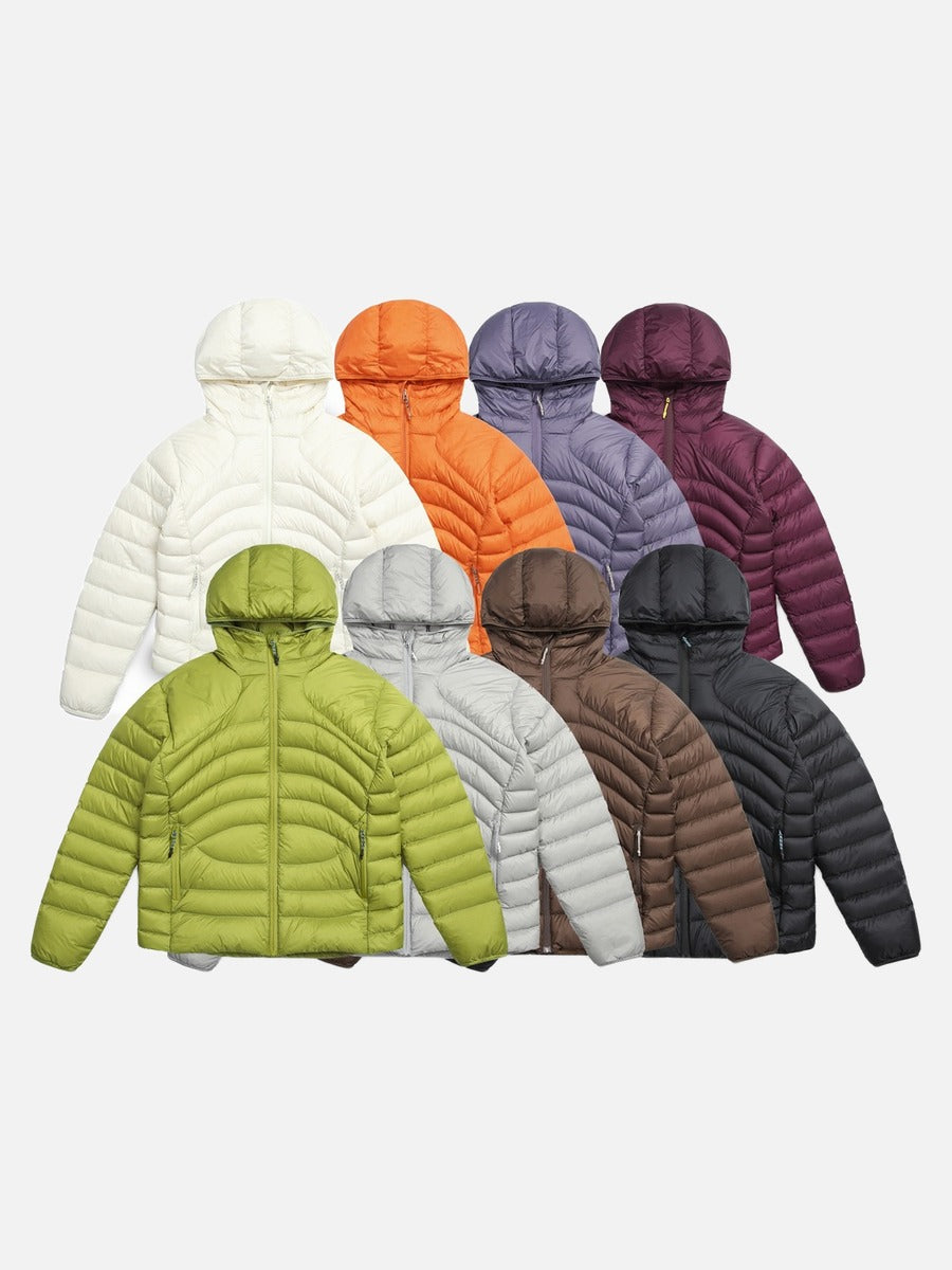 Wavy-Quilted Hooded Puffer Jacket