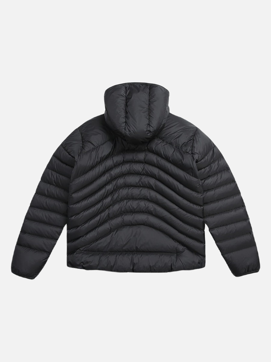 Wavy-Quilted Hooded Puffer Jacket