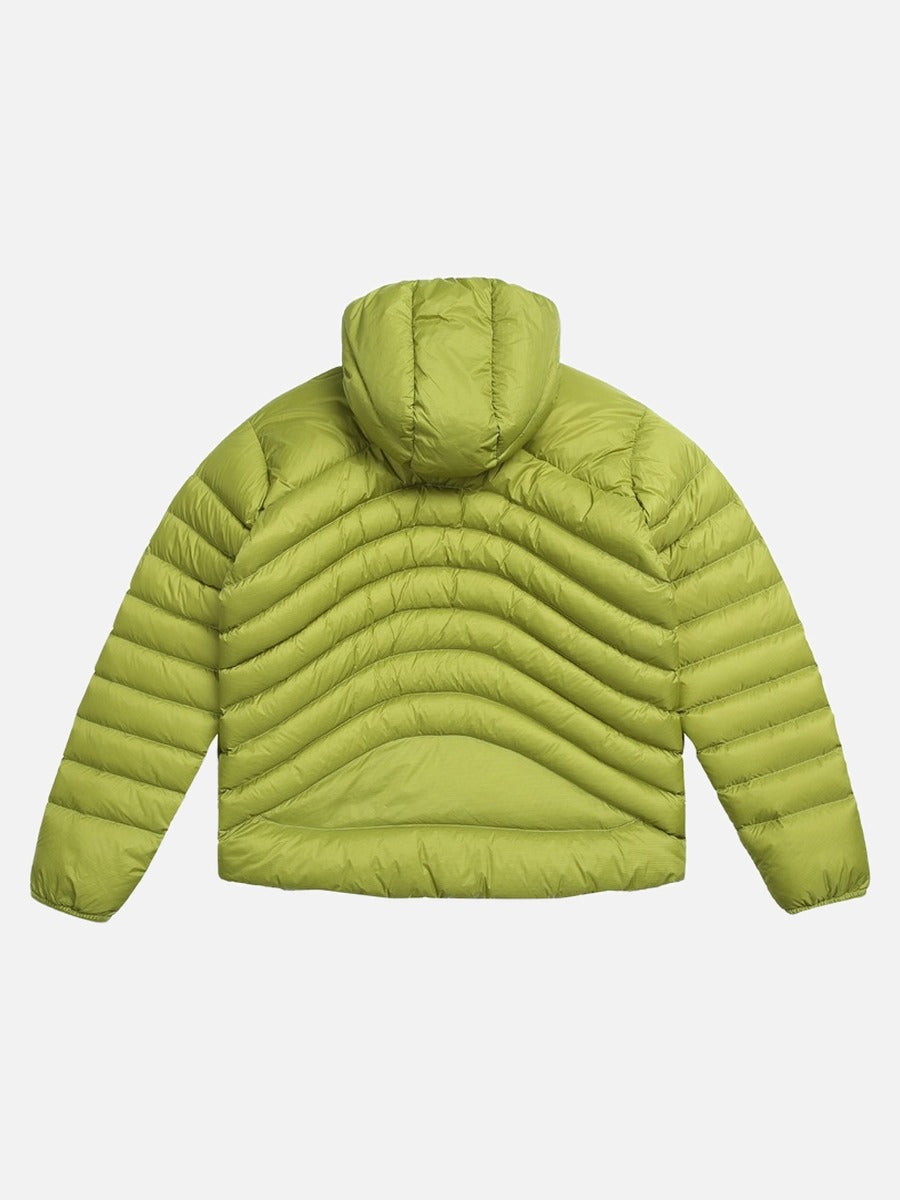 Wavy-Quilted Hooded Puffer Jacket