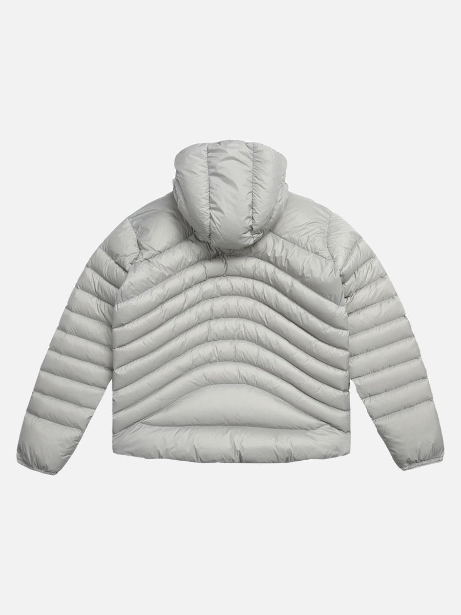 Wavy-Quilted Hooded Puffer Jacket