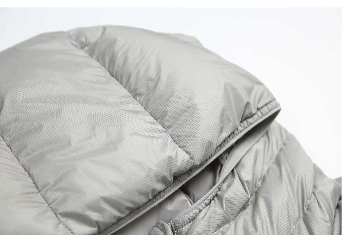 Wavy-Quilted Hooded Puffer Jacket