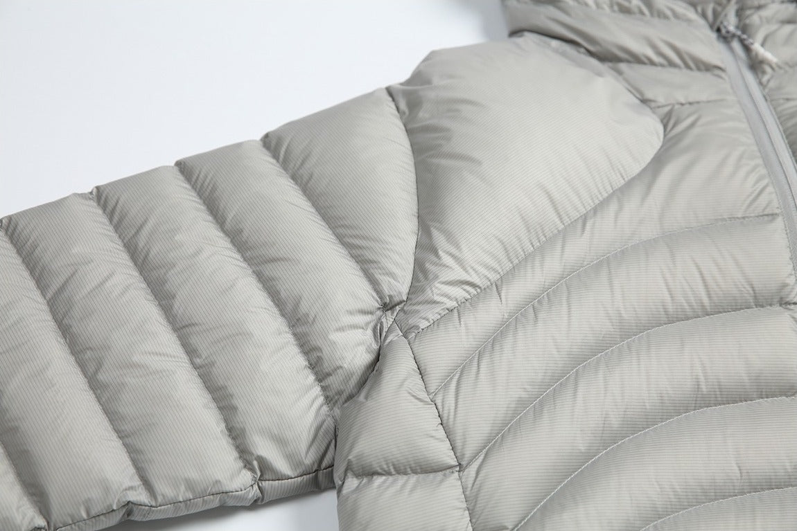 Wavy-Quilted Hooded Puffer Jacket