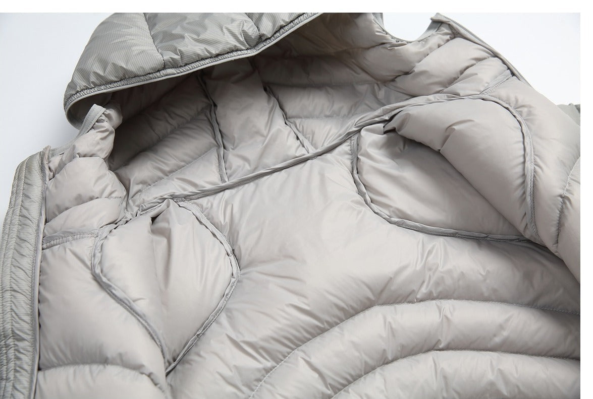 Wavy-Quilted Hooded Puffer Jacket