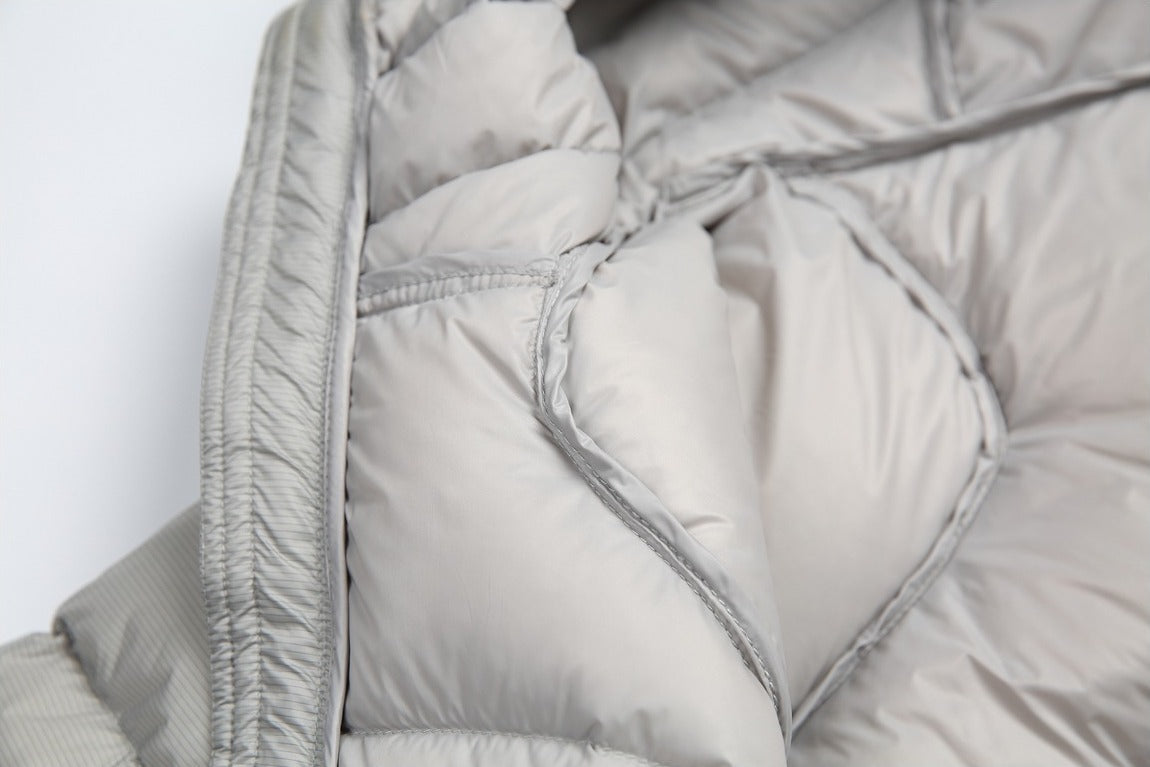 Wavy-Quilted Hooded Puffer Jacket