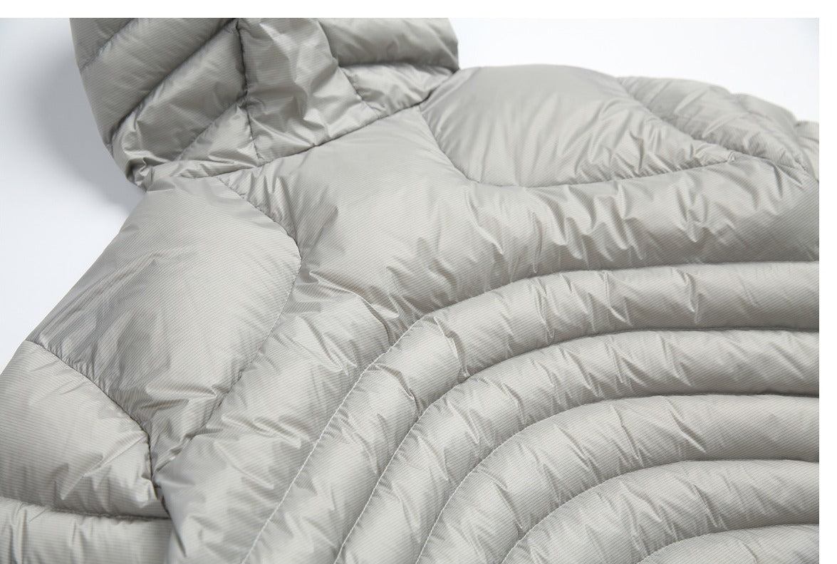 Wavy-Quilted Hooded Puffer Jacket