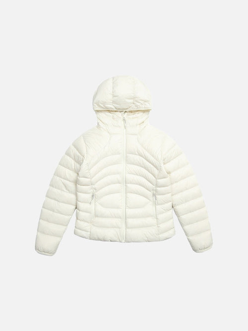 Wavy-Quilted Hooded Puffer Jacket - White / S