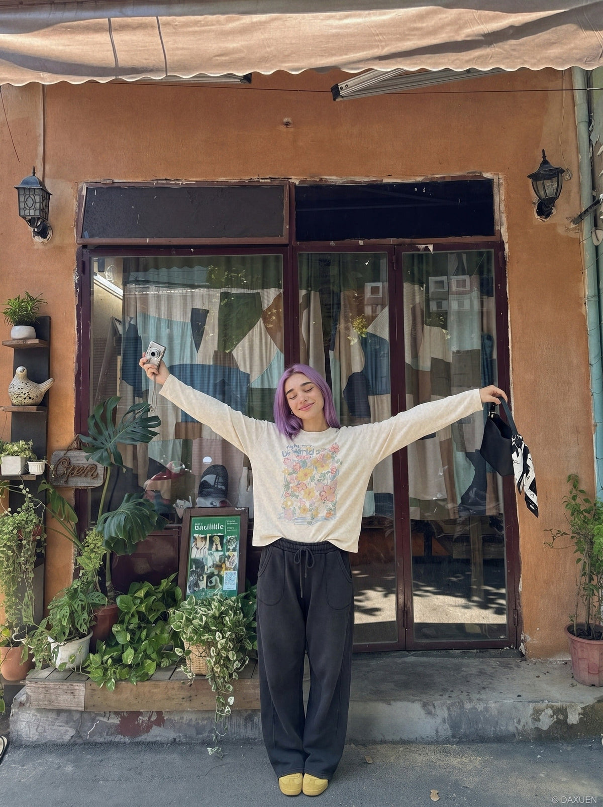 Whimsical Floral Crew Neck Graphic Top