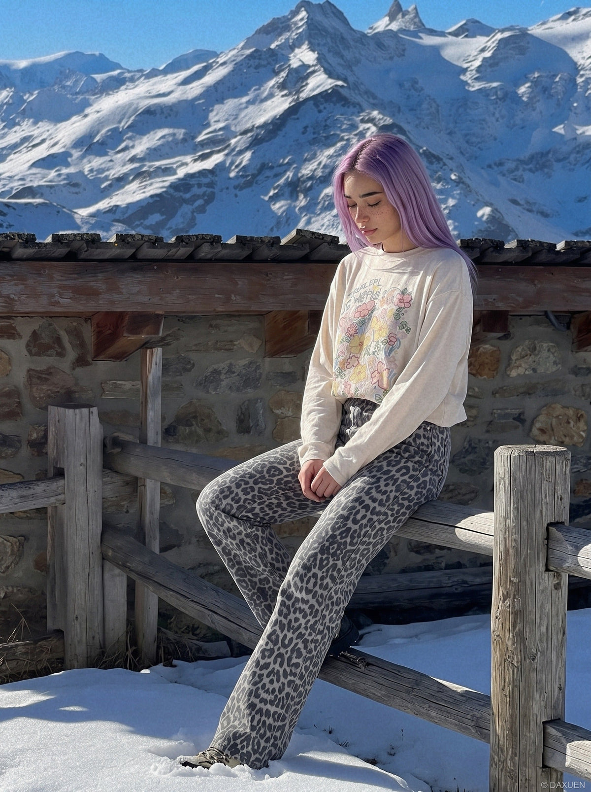 Whimsical Floral Crew Neck Graphic Top