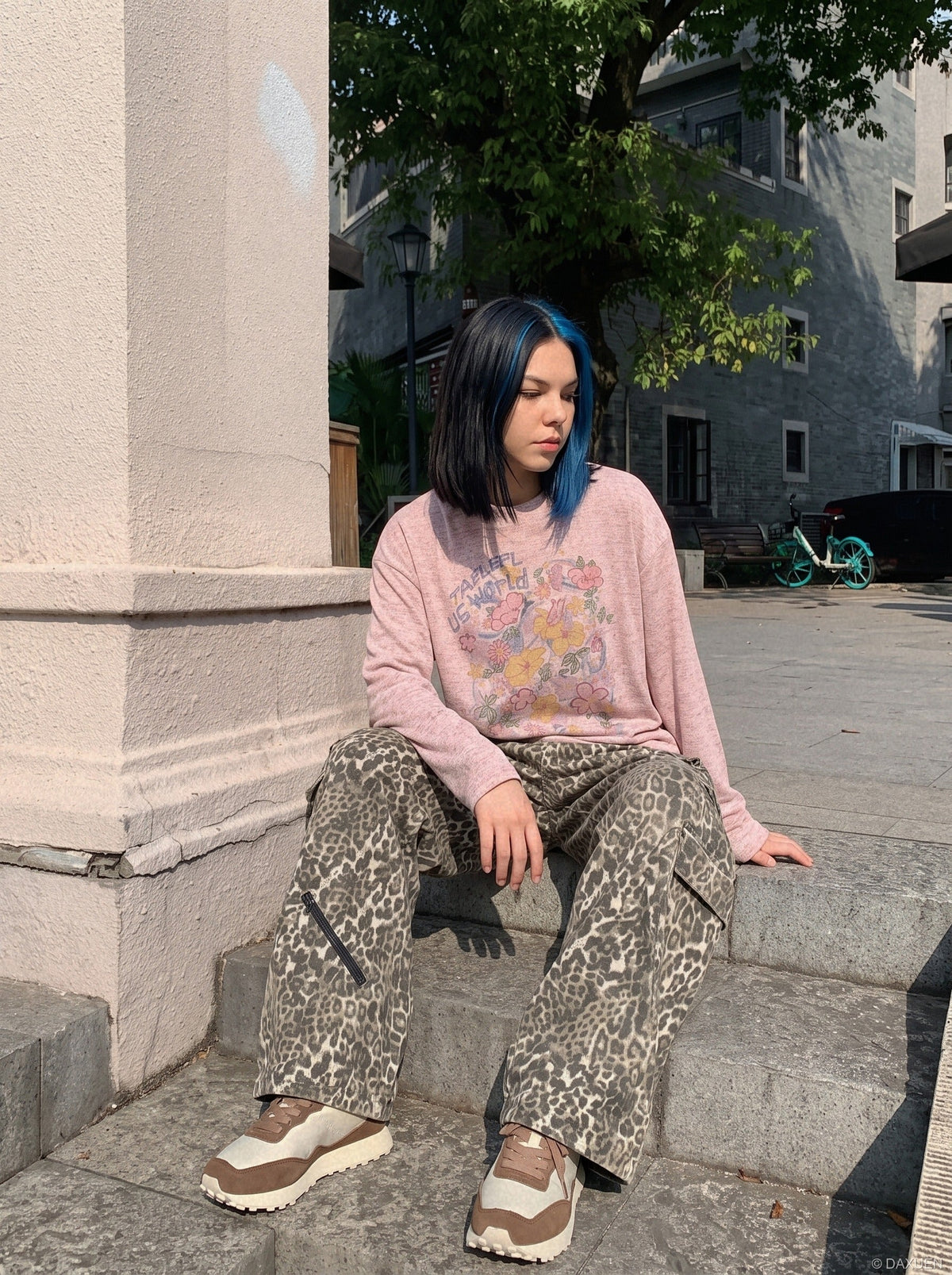 Whimsical Floral Crew Neck Graphic Top
