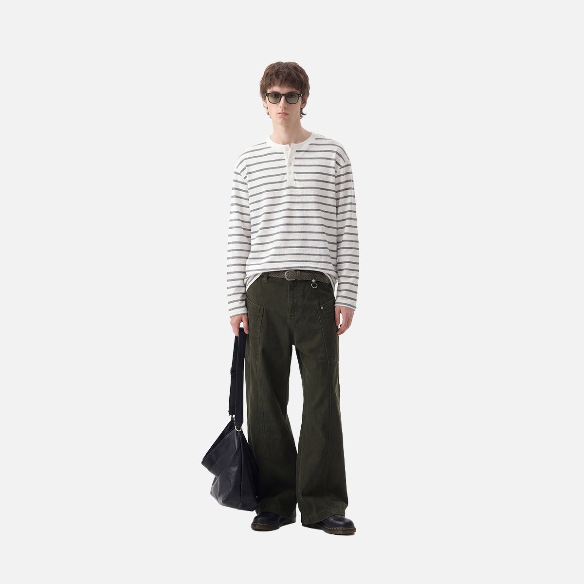 Relaxed Striped Henley Shirt