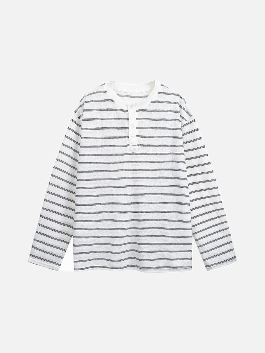 Relaxed Striped Henley Shirt
