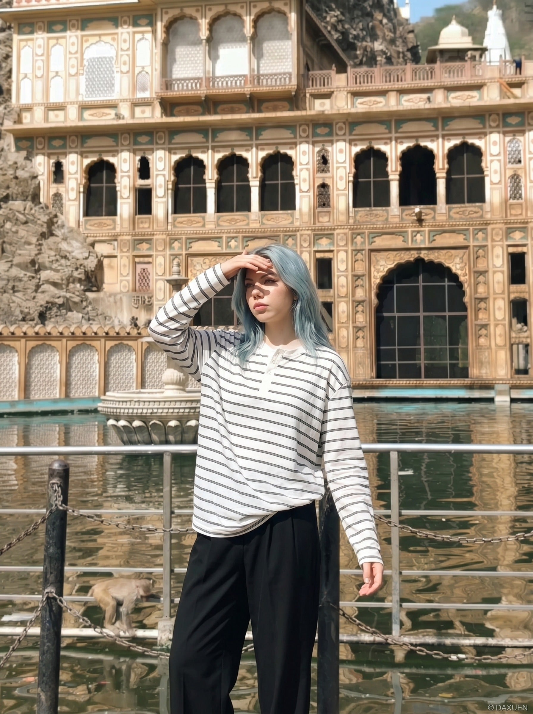 Relaxed Striped Henley Shirt