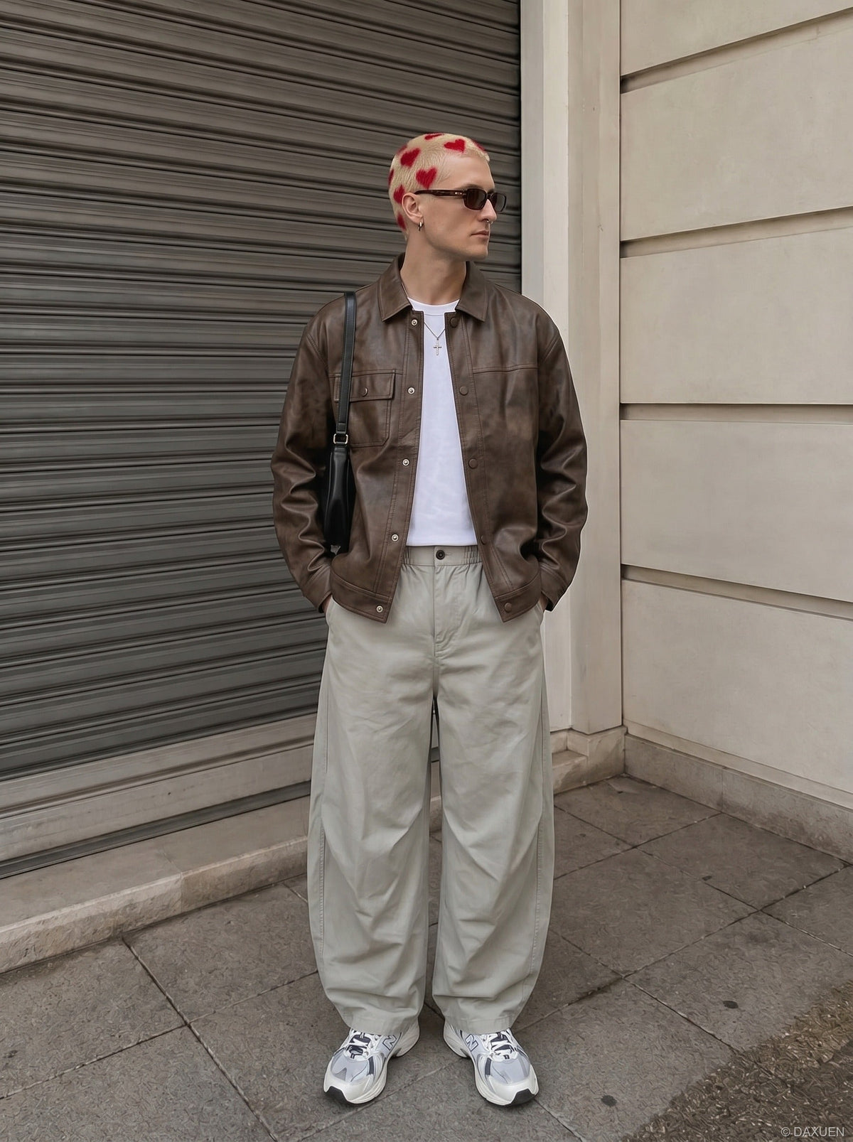 DAXUEN Wide-leg relaxed-fit pants with balloon silhouette — model photo