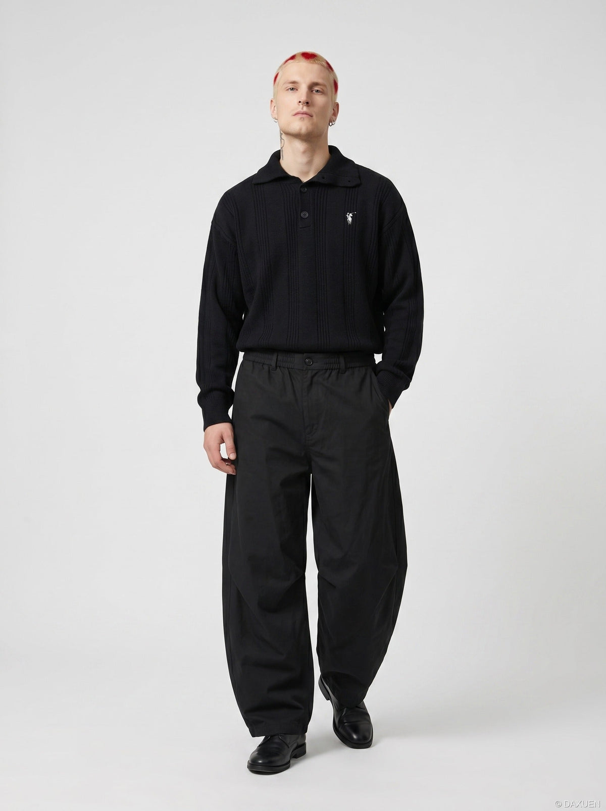 DAXUEN Wide-leg relaxed-fit pants with balloon silhouette — model photo