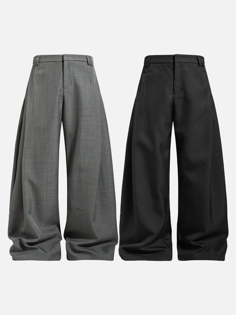 Wide-Leg Black and Grey Trousers