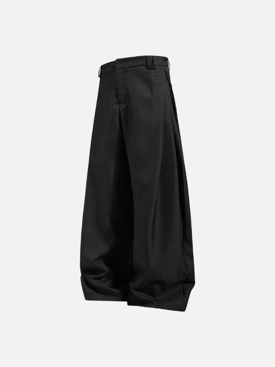 Wide-Leg Black and Grey Trousers