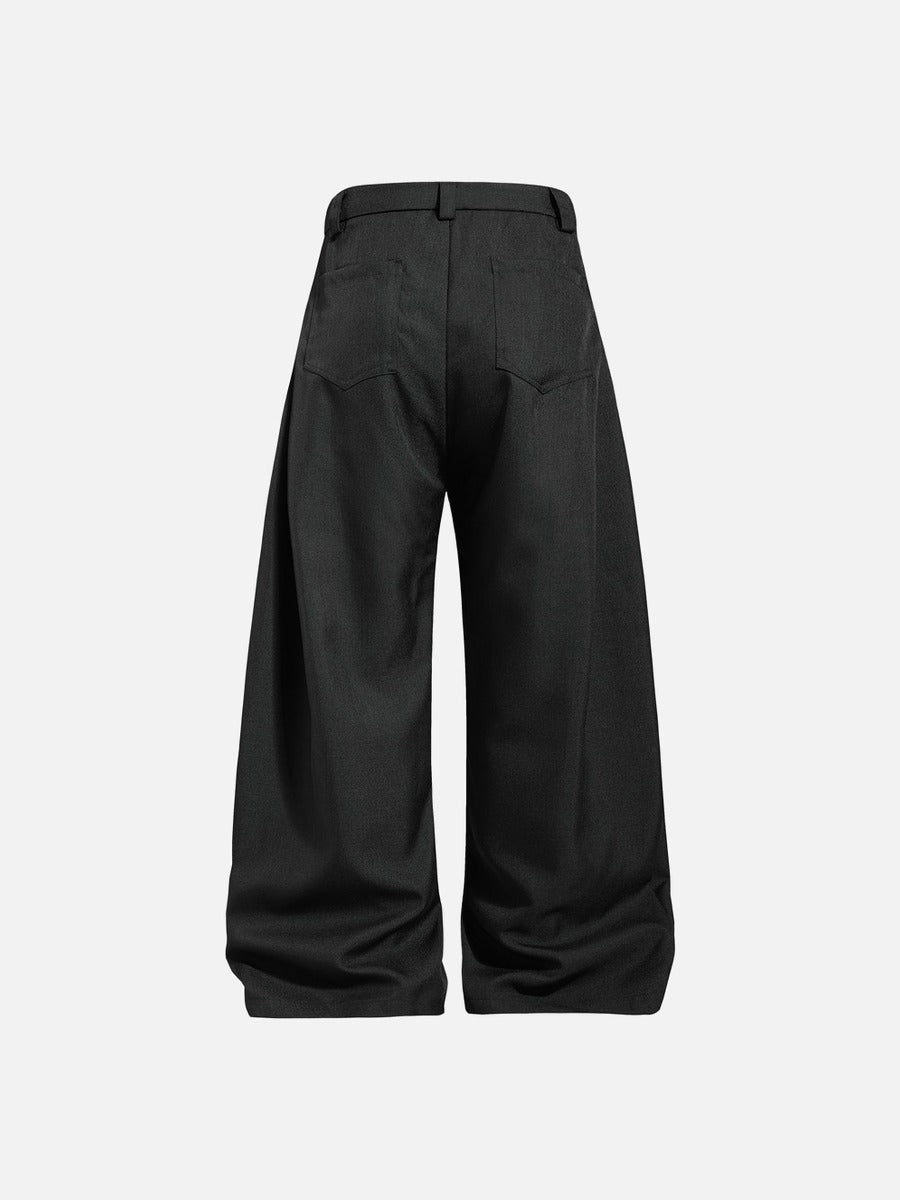 Wide-Leg Black and Grey Trousers