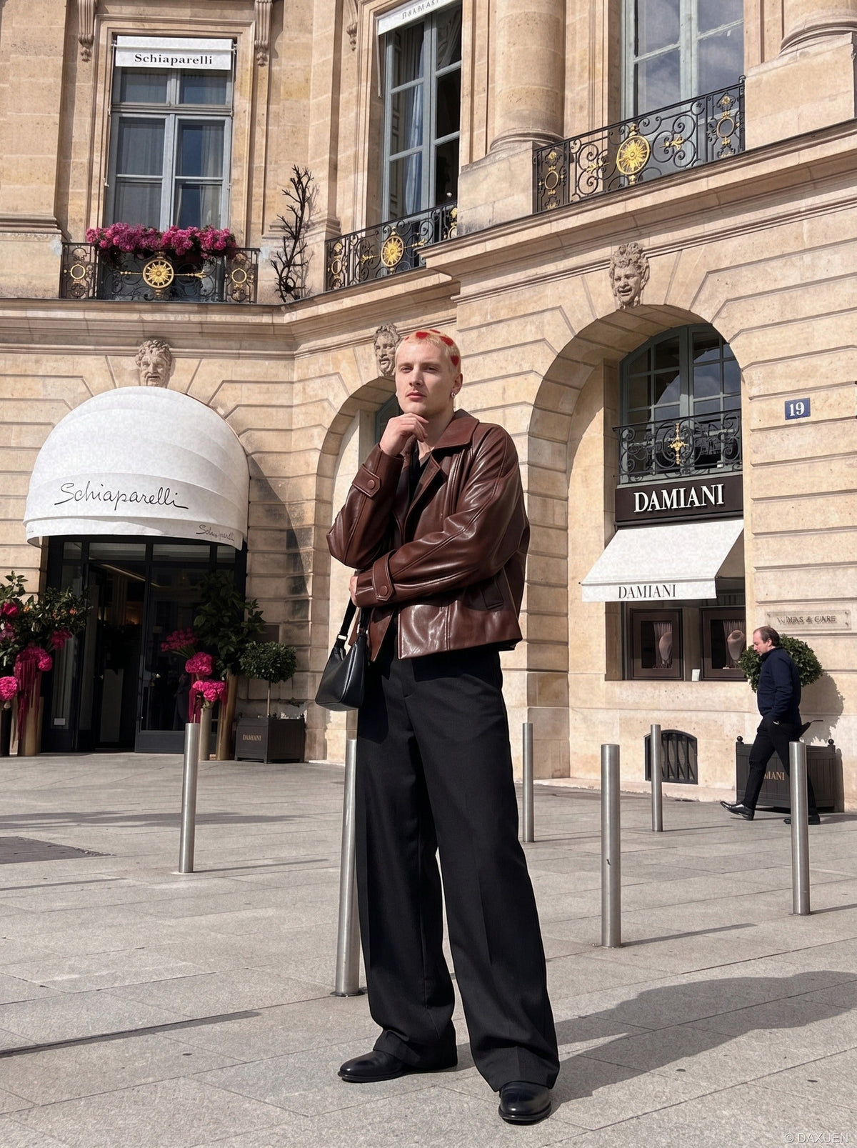 Wide-Leg Black and Grey Trousers