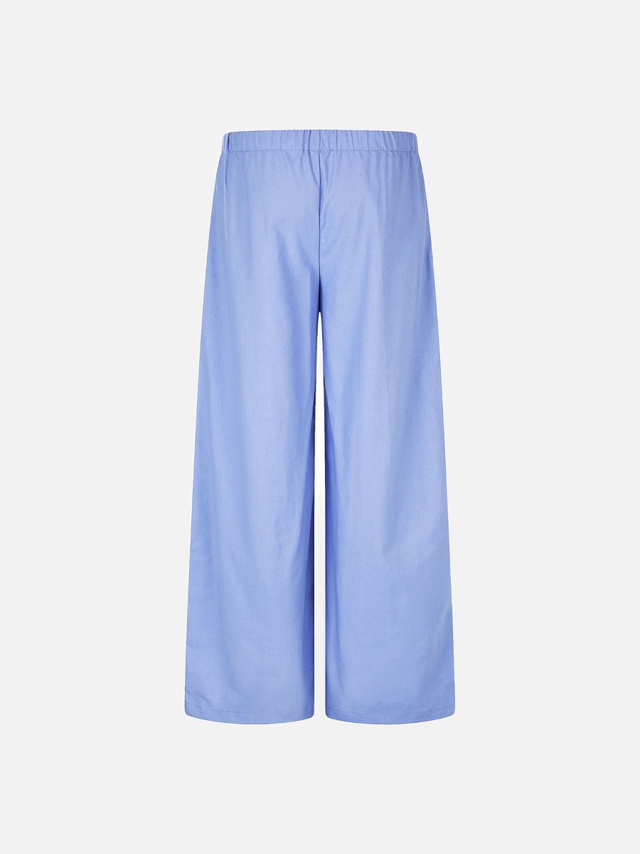 Wide-Leg Striped Capri Pants with Button-Fly