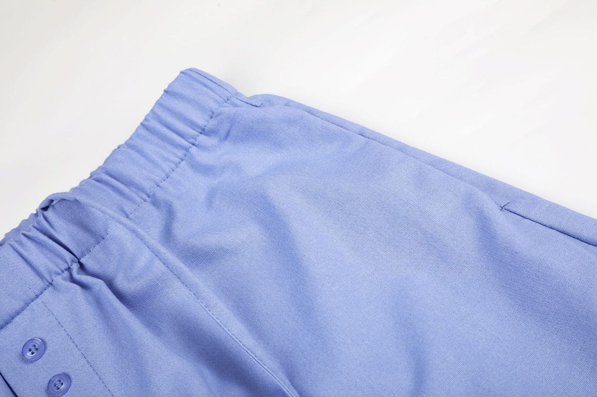 Wide-Leg Striped Capri Pants with Button-Fly