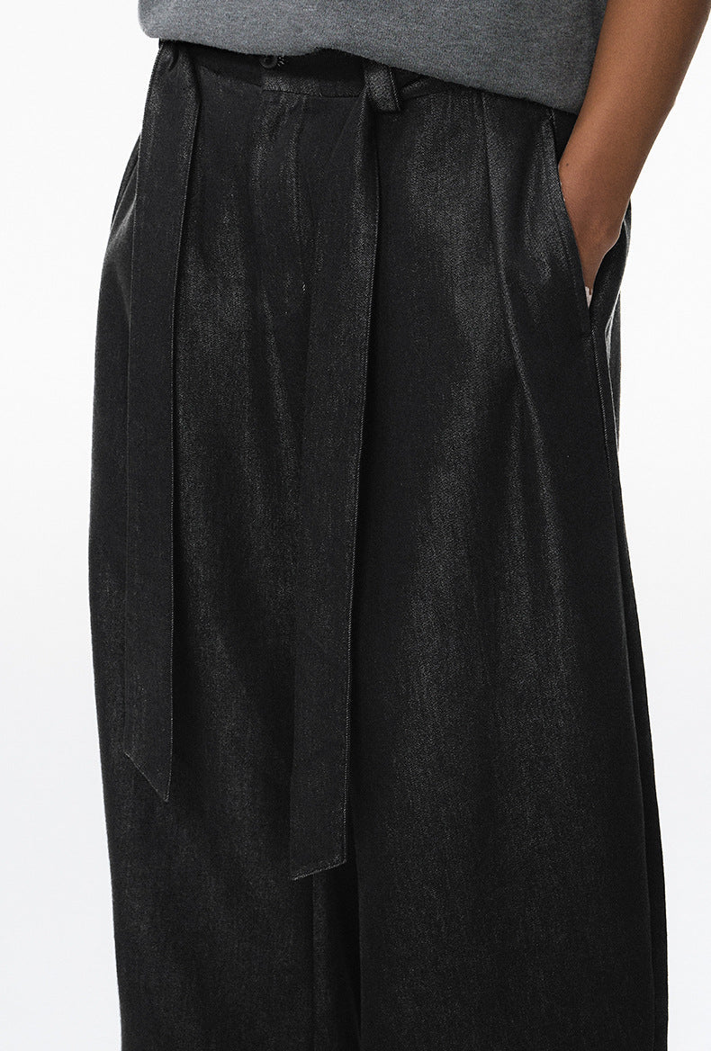 Wide-Leg Washed Black Relaxed Pants