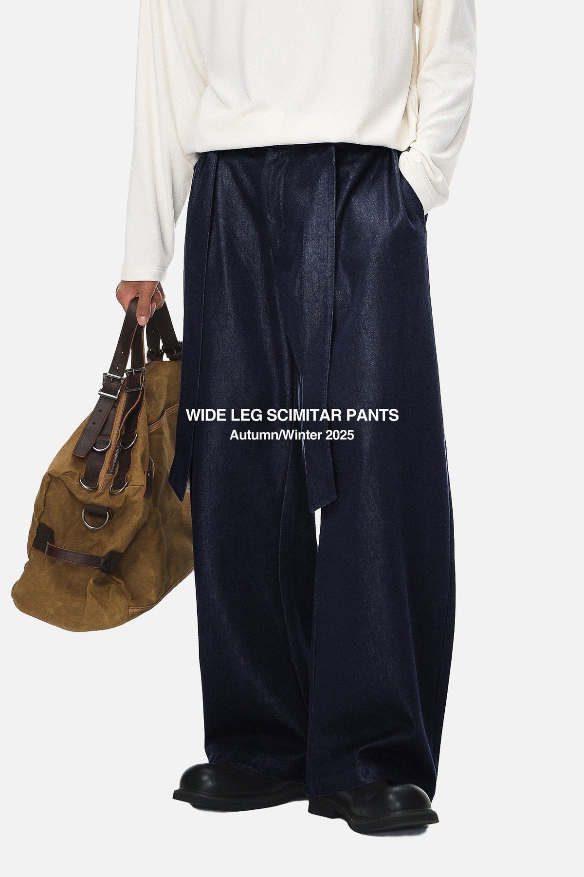 Wide-Leg Washed Black Relaxed Pants