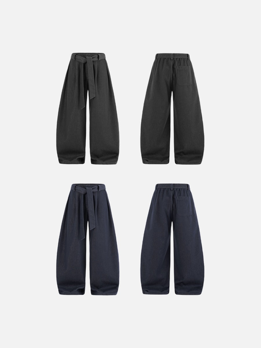 Wide-Leg Washed Black Relaxed Pants