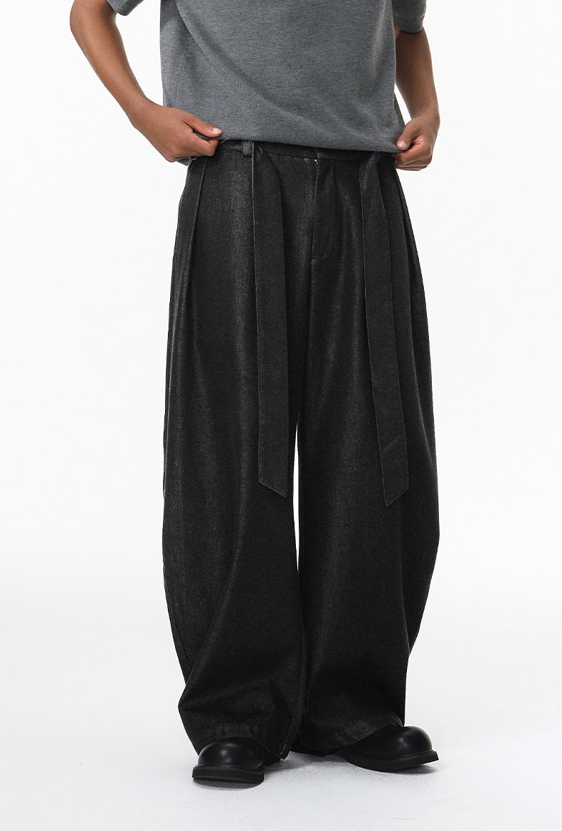 Wide-Leg Washed Black Relaxed Pants