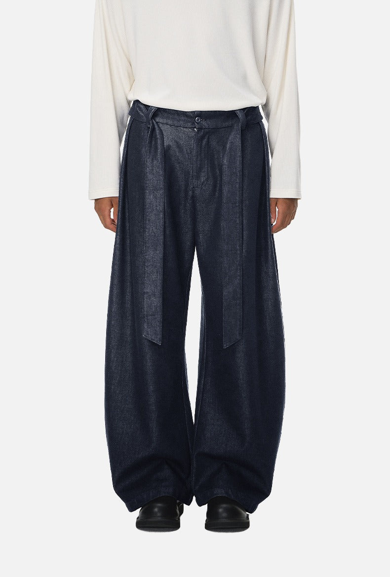 Wide-Leg Washed Black Relaxed Pants