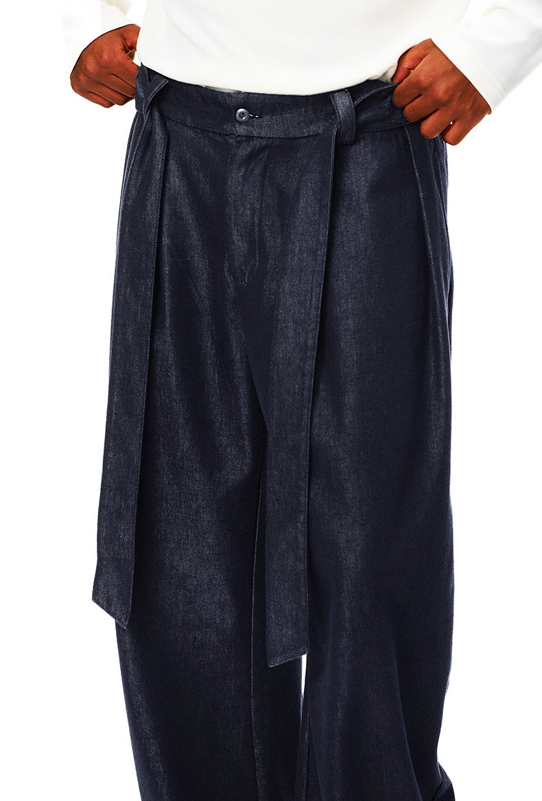 Wide-Leg Washed Black Relaxed Pants