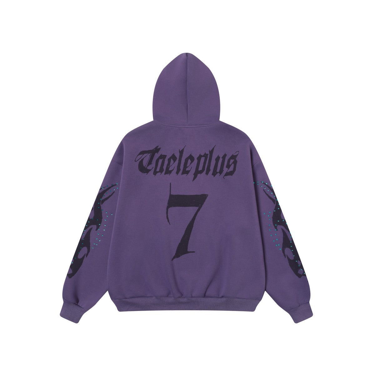 Madxmarx Flame Print Rhinestone Zip-Up Hoodie