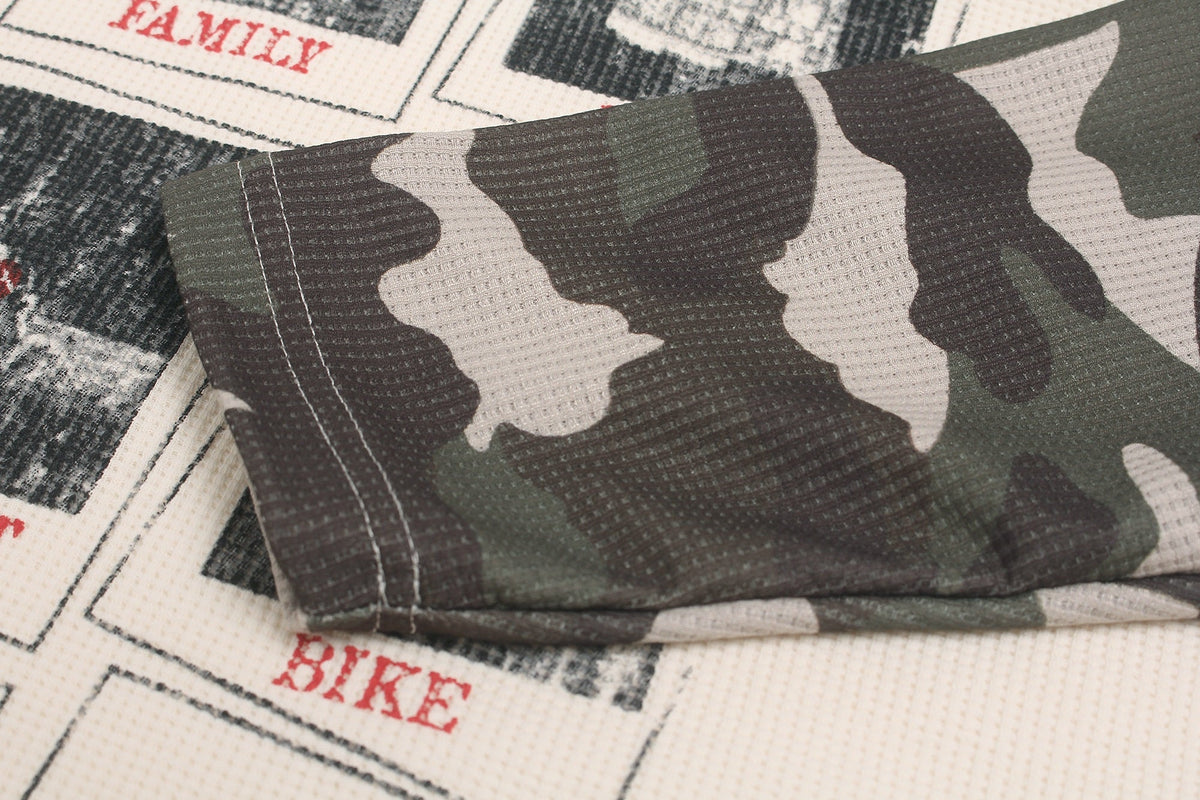 Madxmarx Camo Sleeve Graphic Waffle Long Sleeve