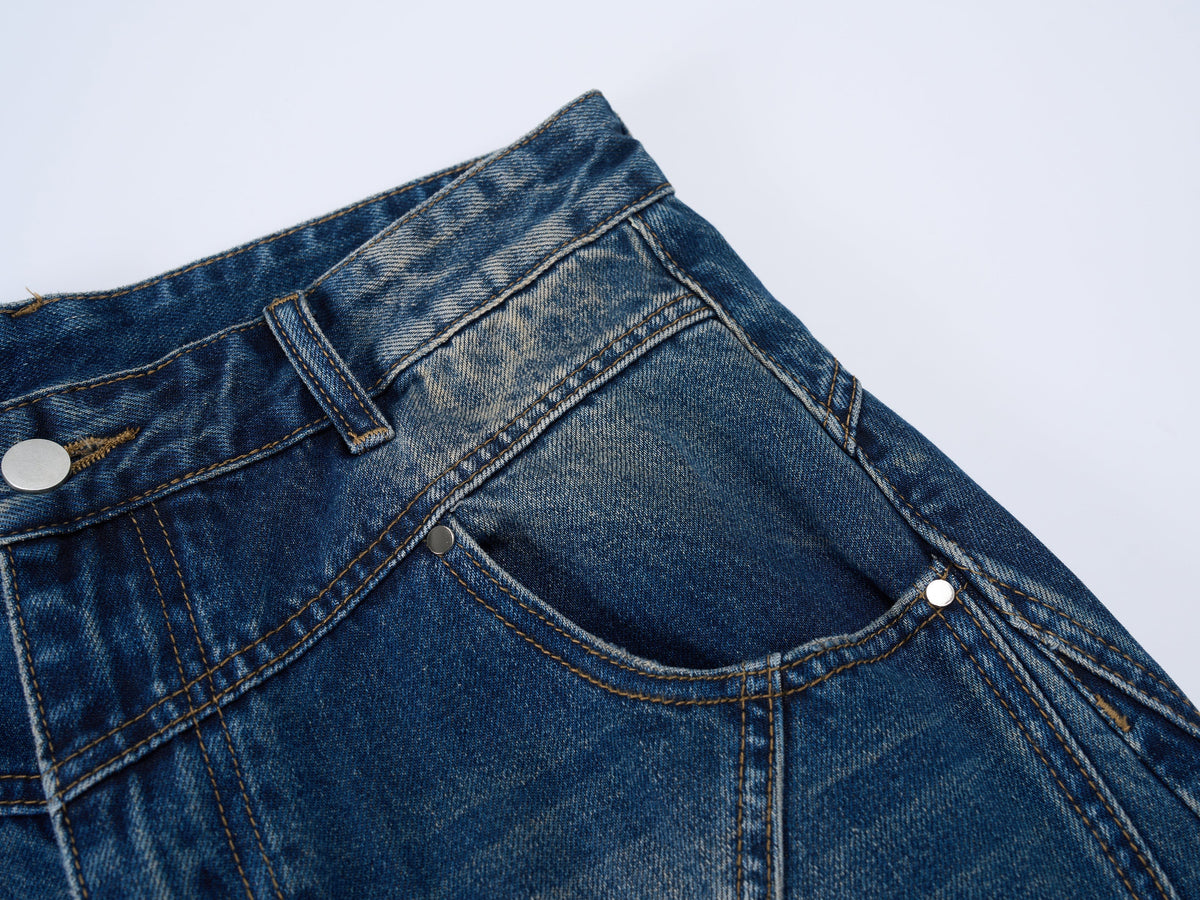 Madxmarx V-Panel Washed Wide-Leg Jeans