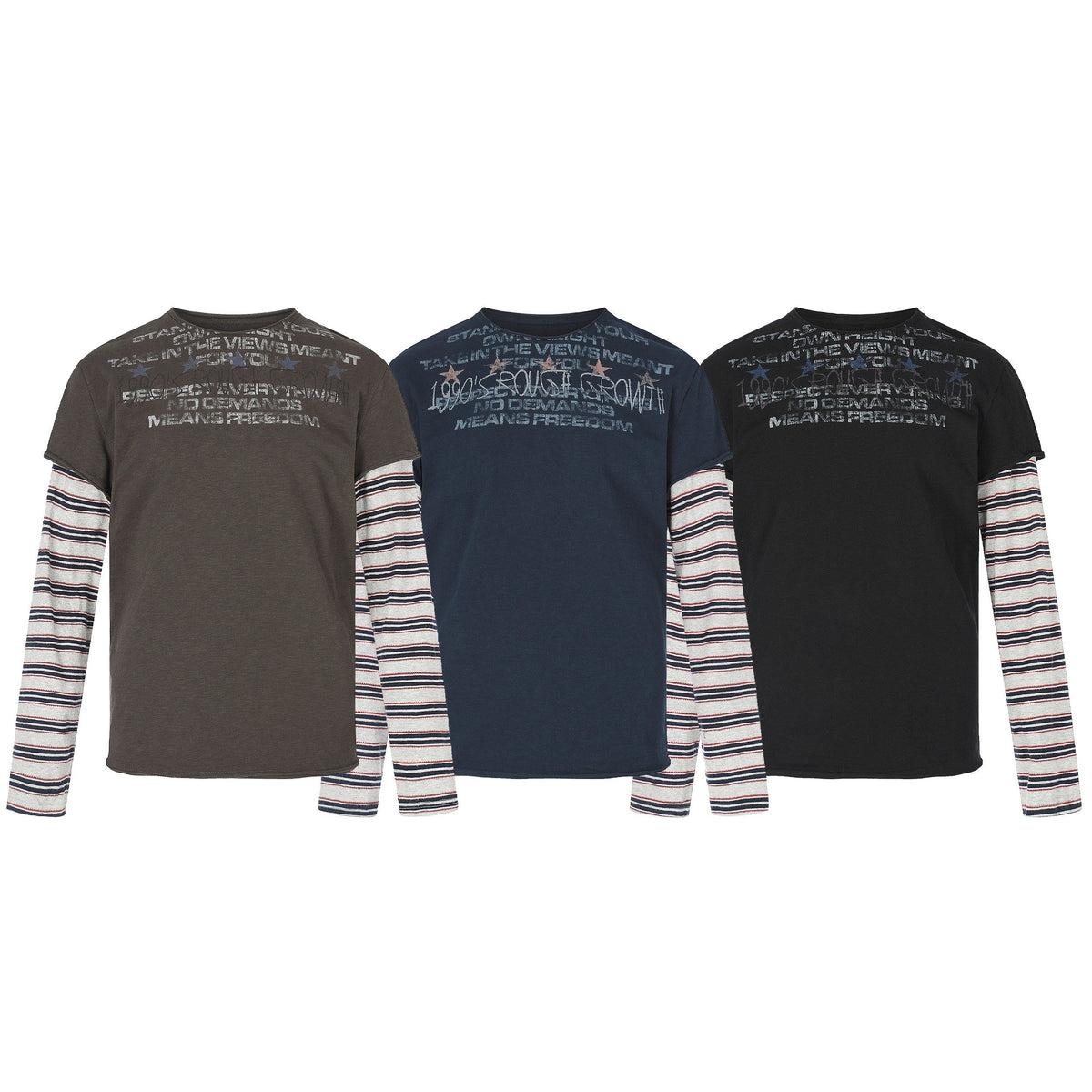 Madxmarx Layered Striped Graphic Long Sleeve Tee