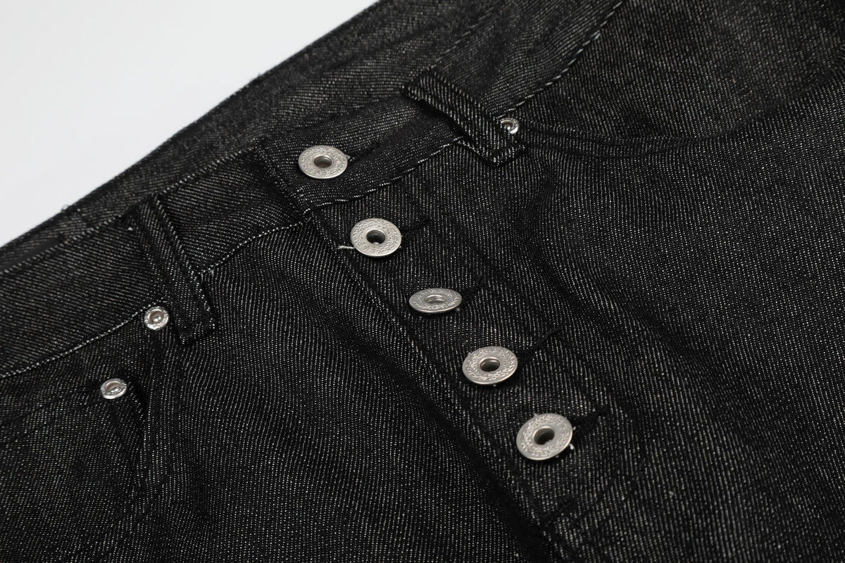Madxmarx „Black Raw Button Denim Jeans“