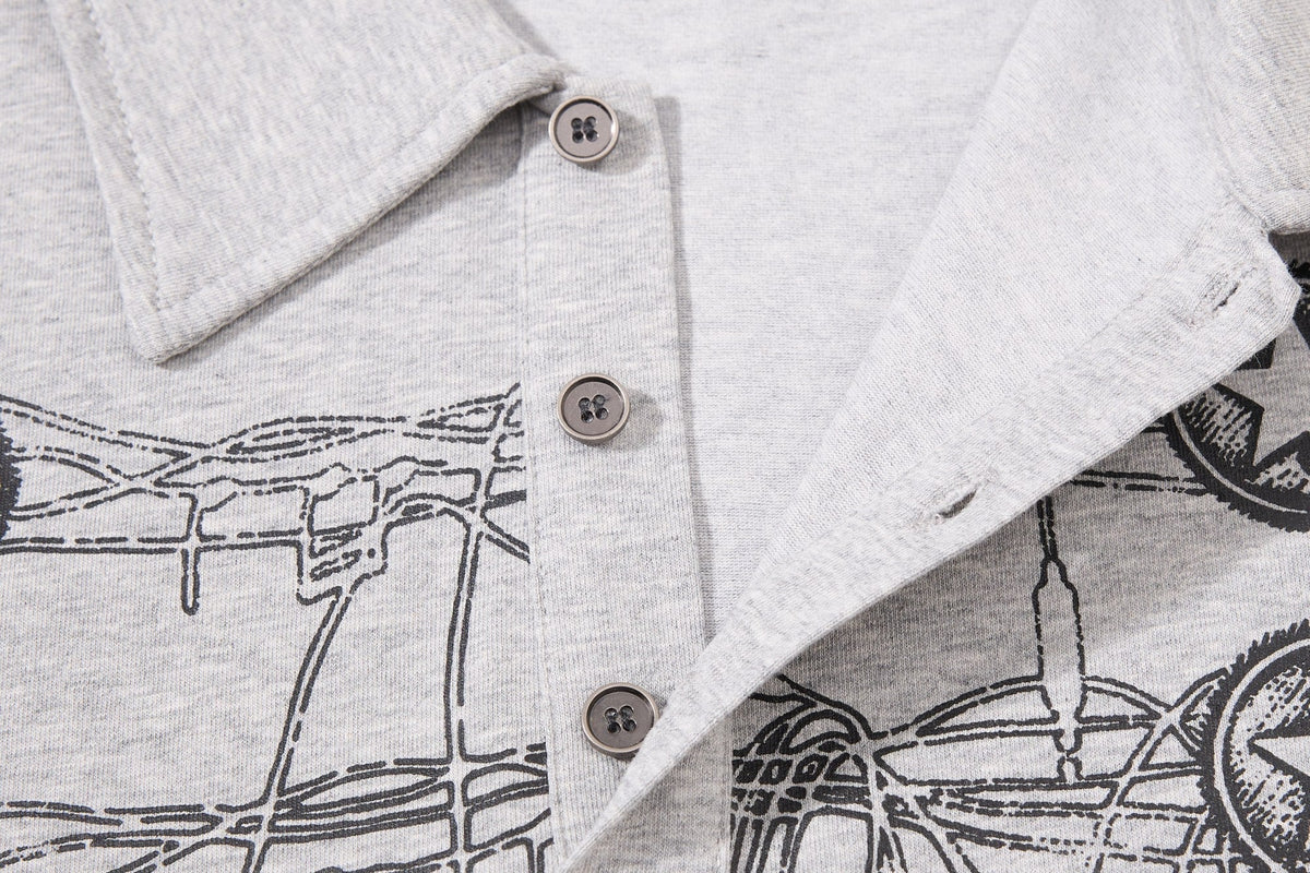 Madxmarx Star Hardware Graphic Polo Long Sleeve
