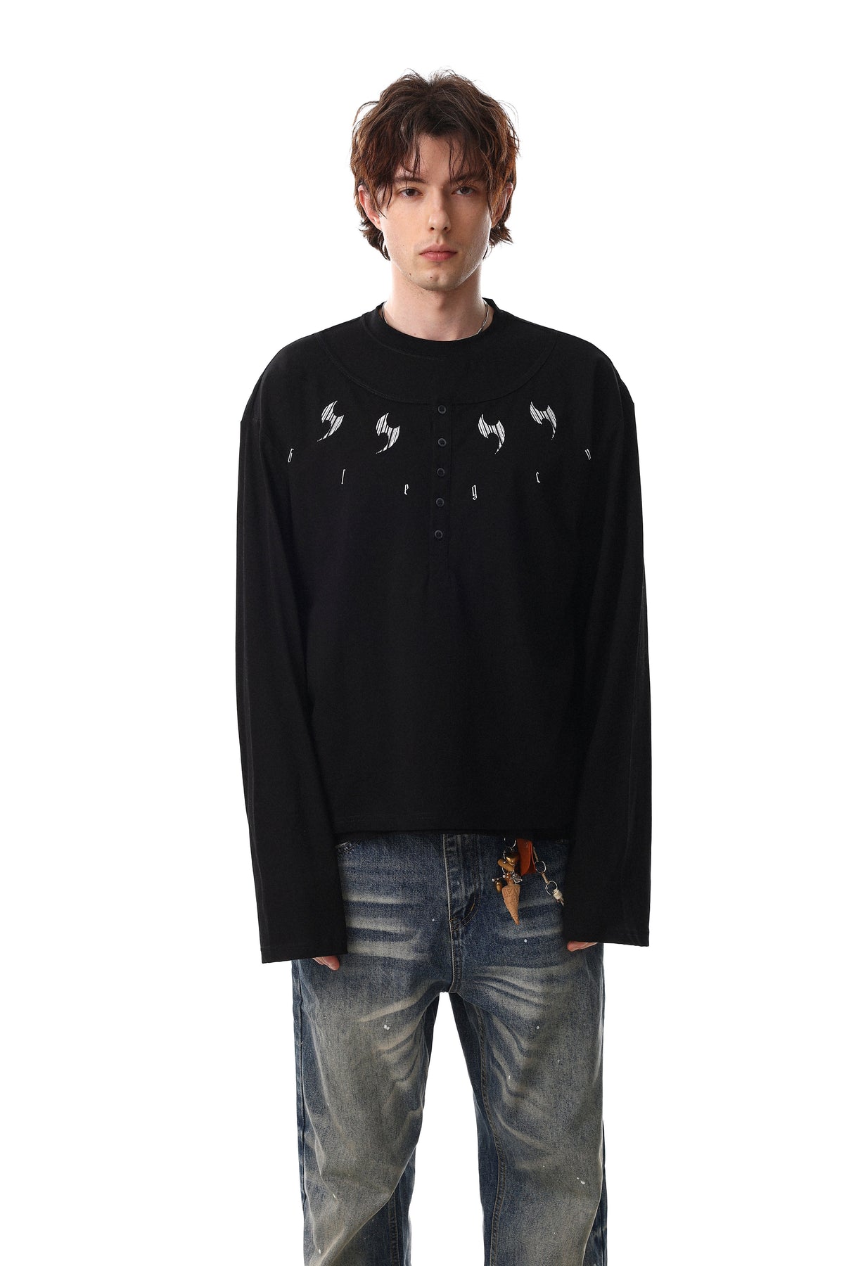 Madxmarx Graphic Henley Long Sleeve Tee