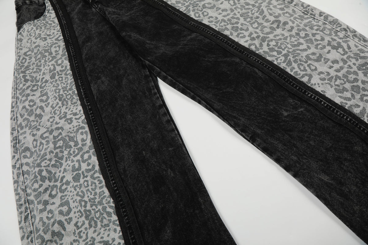Pantalon en jean à empiècement léopard Madxmarx