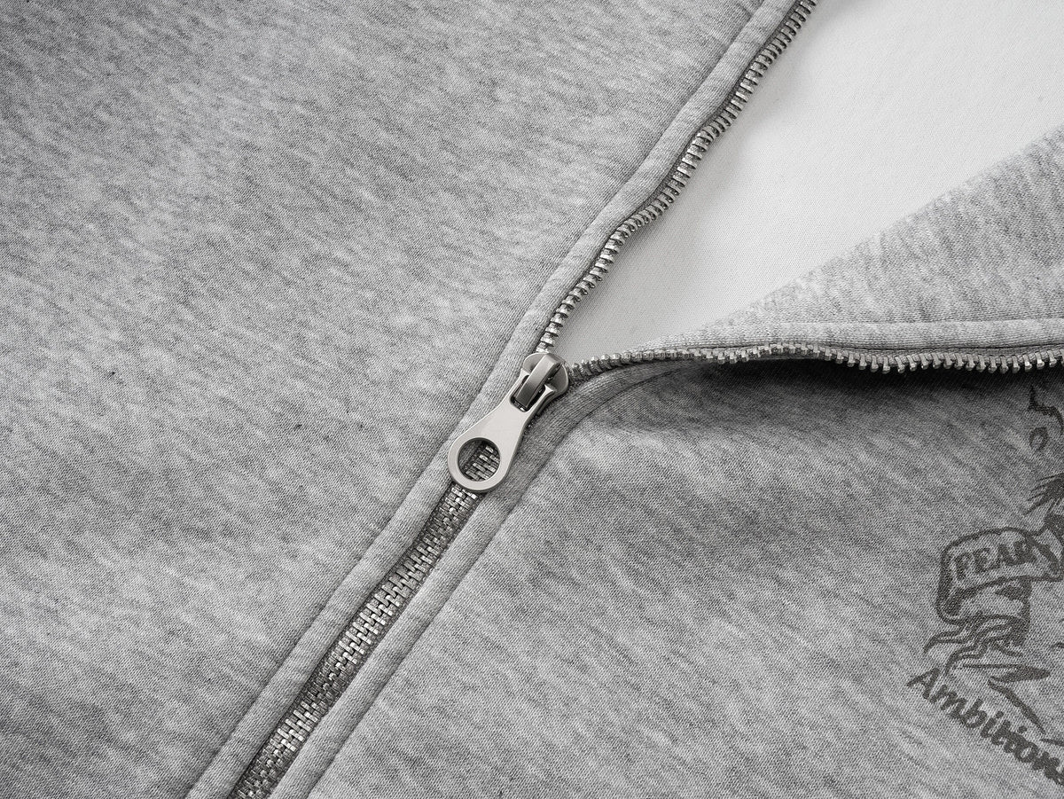 Madxmarx Devil-Horn Graphic Zip Hoodie