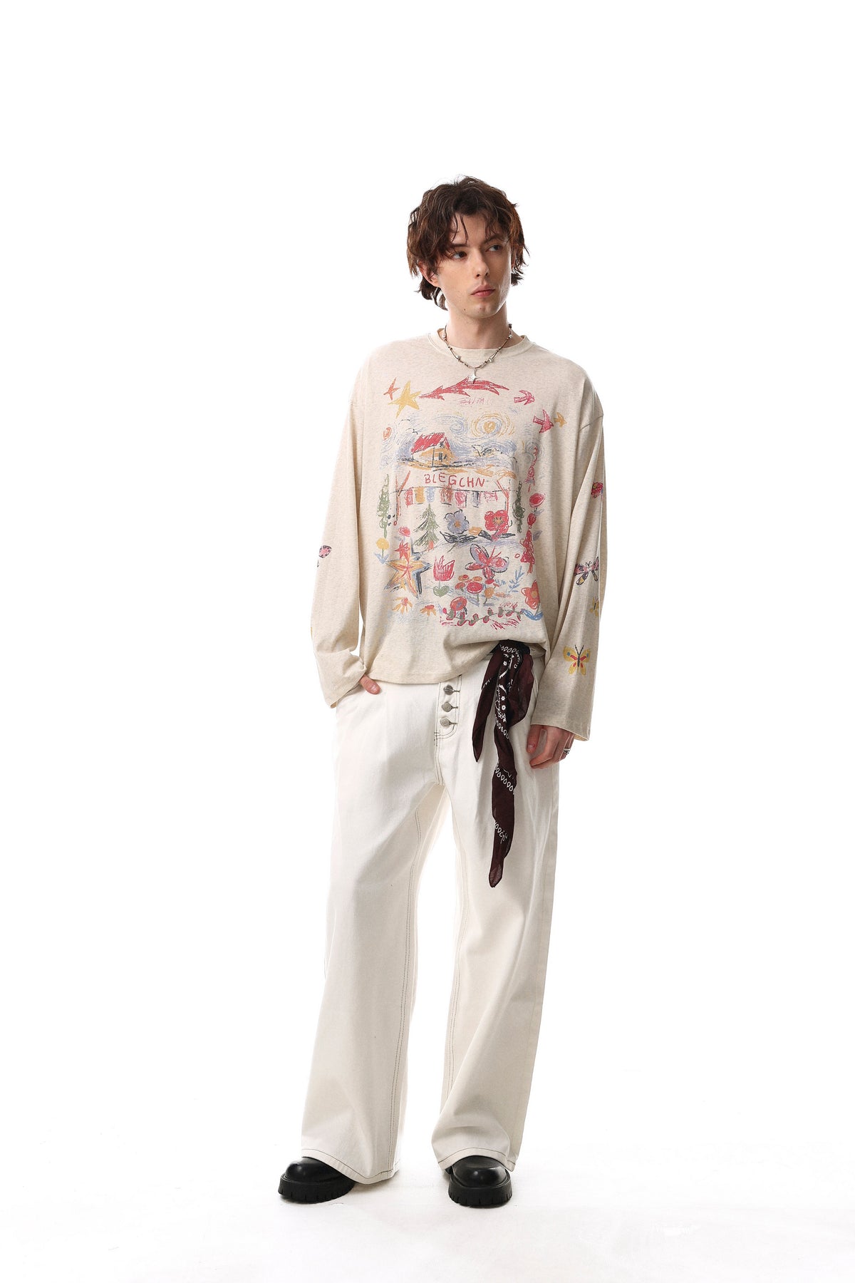 Madxmarx Hand-Drawn Art Graphic Long Sleeve Tee