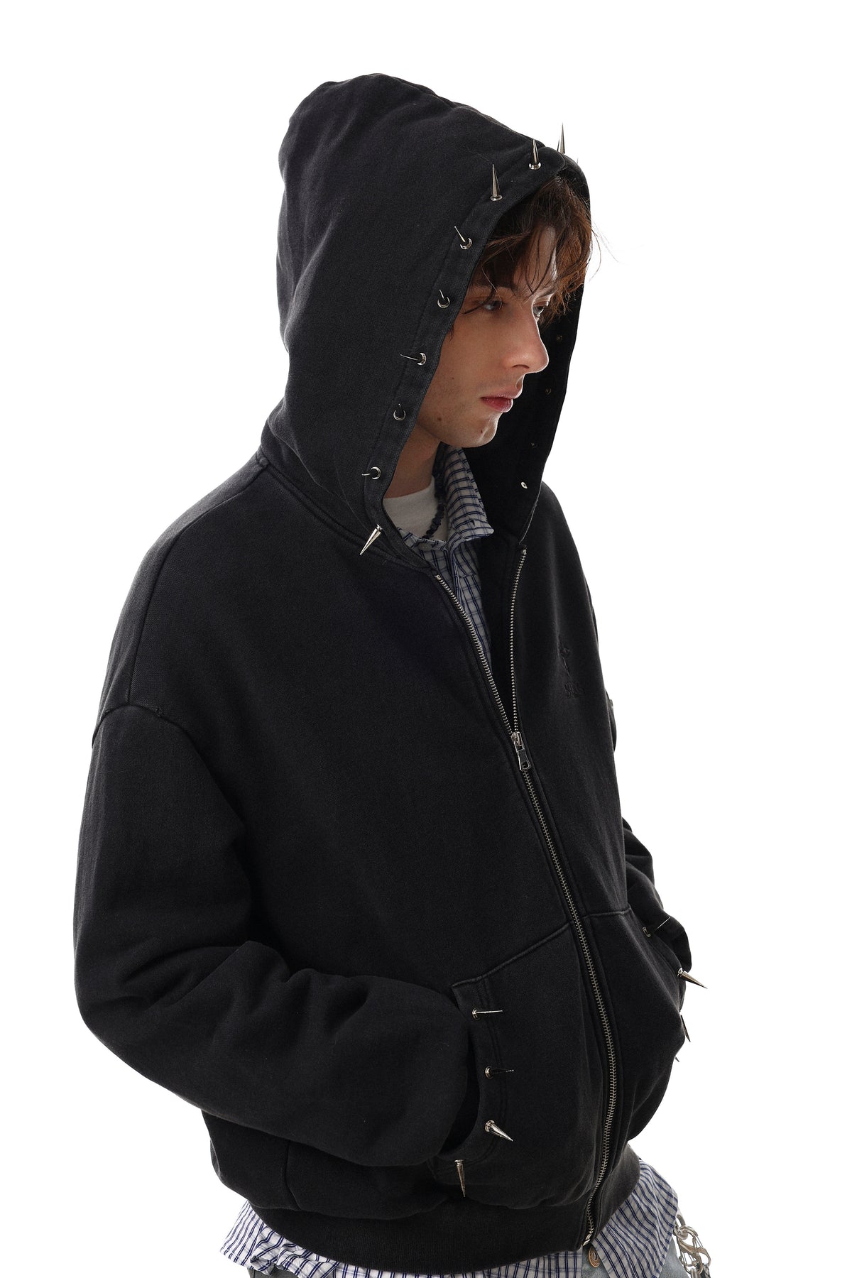 Madxmarx Studded Zip-Up Hoodie