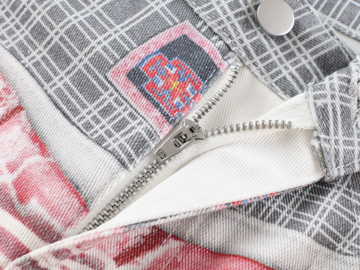 Pantalon en jean patchwork à double taille Madxmarx