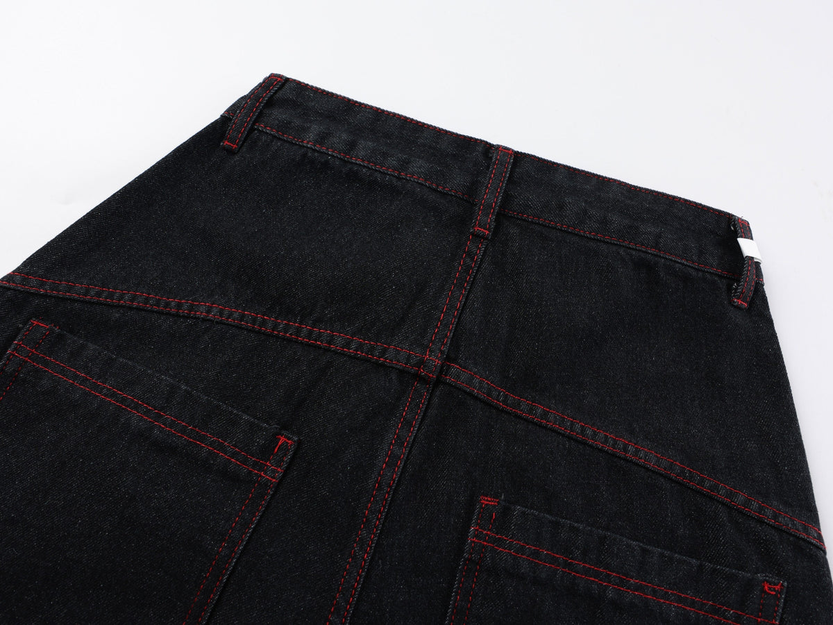 Pantalon en jean large brodé dragon Madxmarx