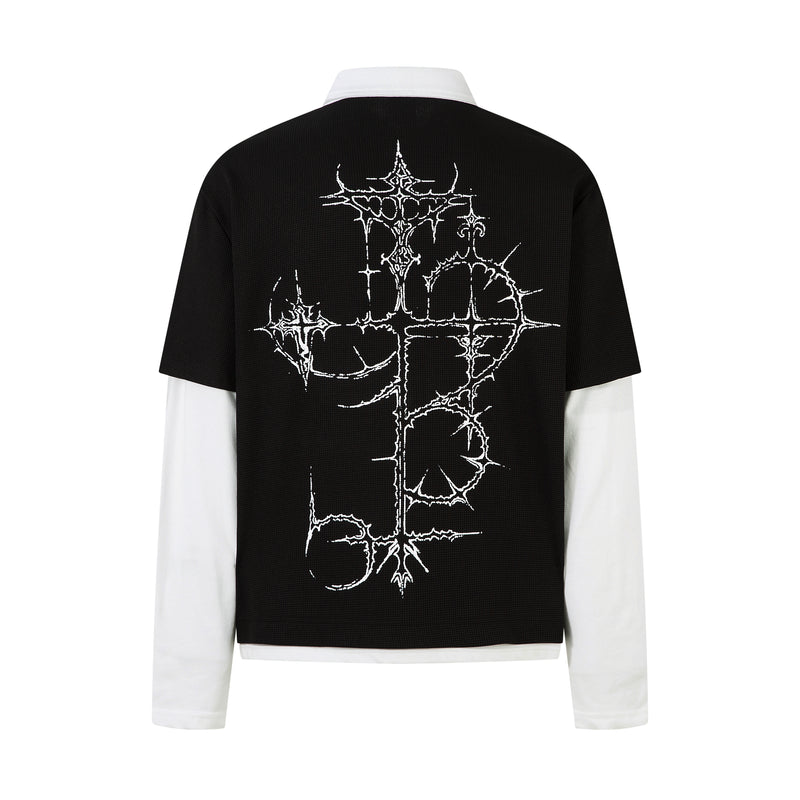 Polo de Manga Comprida com Camadas Gráficas Vampire Madxmarx